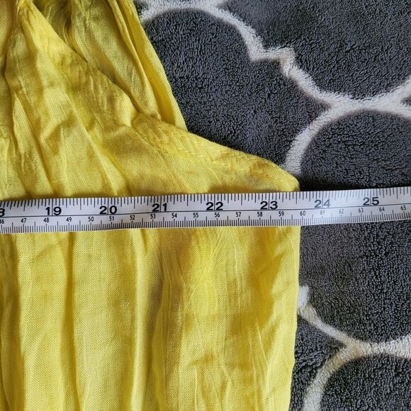 SEVEN ISLANDS Maxi Dress One size Yellow Boho Floral Beach Summer Resort Artsy - Picture 4 of 7